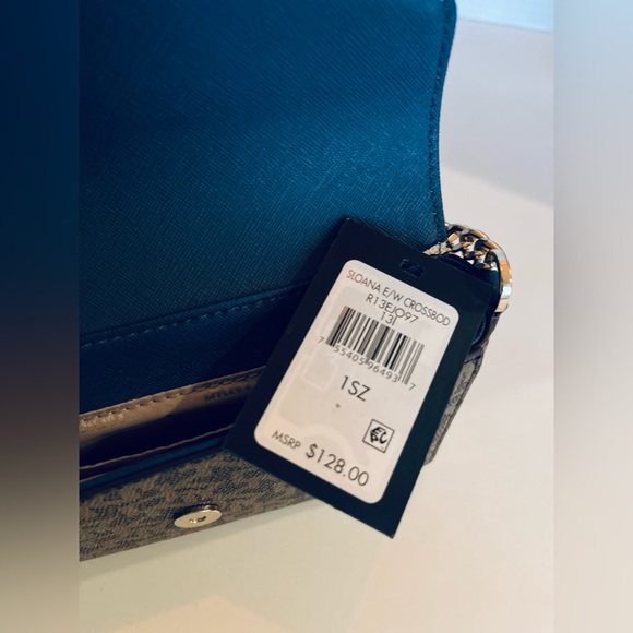 DKNY Mini “Sloana” Crossbody Shoulder Flap Logo Bag Blue/Brown Signature - Picture 6 of 11